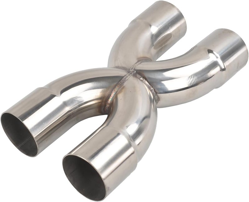 BIGREAT Exhaust Tip X Pipe 2.5'' Inch Inlet/Outlet Diameter, 12'' Inch Overall Length,Muffler Tip, Crossover X Pipe Polished Stainless Steel Weld On - Image 1